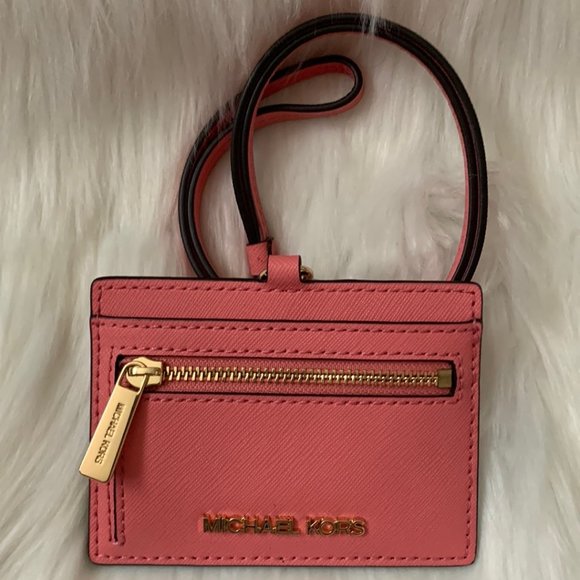 MICHAEL KORS East West ID Card Case Lanyard in Tea Rose Pink - Picture 1 of 2